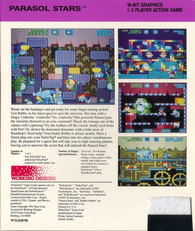 Parasol Stars box art for TurboGrafx-16